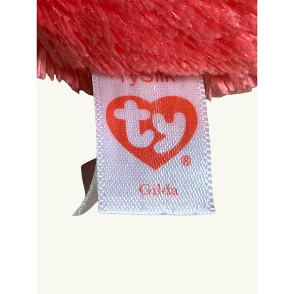 Ty Beanie Boo's Gilda Pink Flamingo 2018 Silk Plush Toy Blue Glitter Eyes - Picture 6 of 14